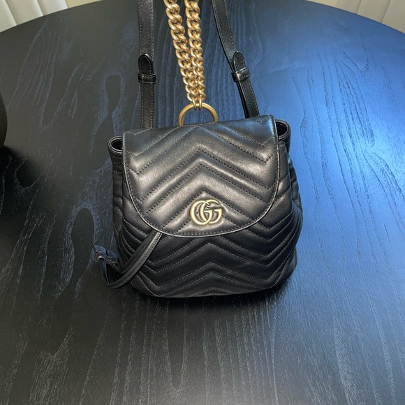 Gucci Calfskin Matelasse GG Marmont Flap Backpack Black main image 13